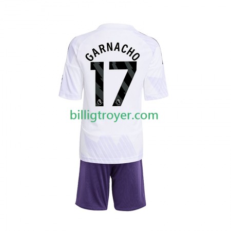 Billige Fotballdrakter Manchester United Alejandro Garnacho 17 Barn Bortedraktsett 2025/26 Kortermet